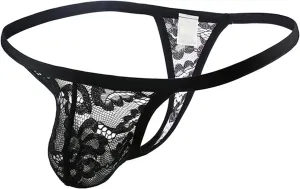 JEShifangjiusu Mens Sissy Lace Panties Hollow Floral Low Waist Boxer Briefs Underwear Sheer See Thru Bikini Underpant
