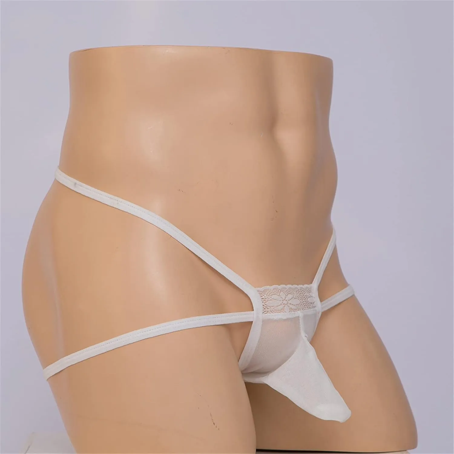 JEShifangjiusu Men'S Thongs Sexy Lace G-String T-Back See Through Bikini Briefs Floral Sissy Pouch Lingerie Underwear