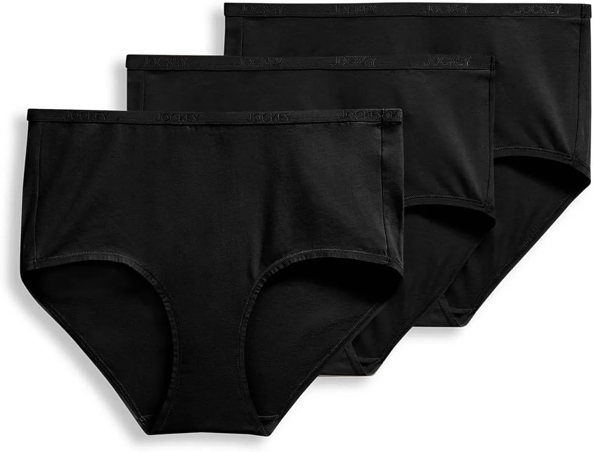 Jockey Women's Underwear Organic Cotton Stretch Logo Modern Brief - 3 Pack