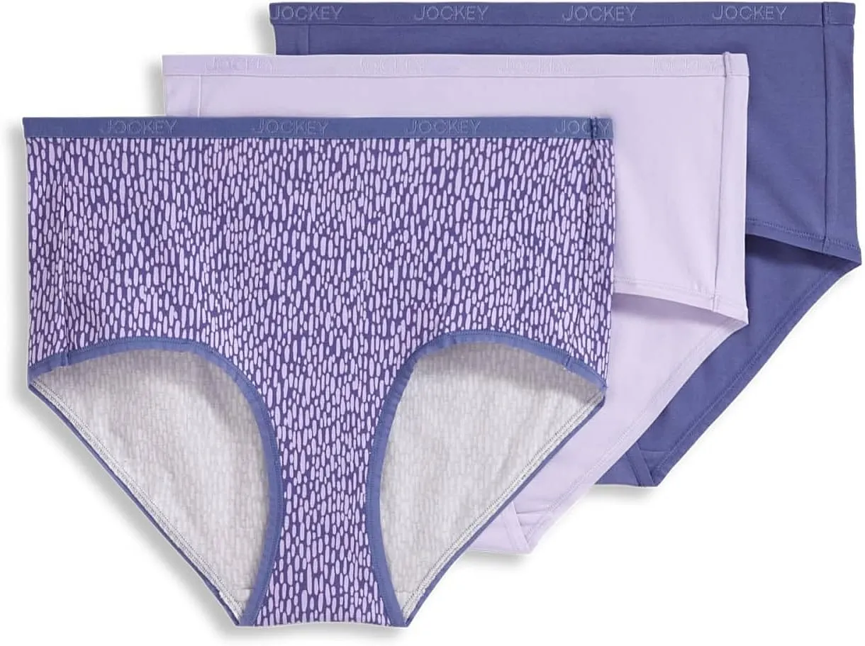 Jockey Women's Underwear Organic Cotton Stretch Logo Modern Brief - 3 Pack