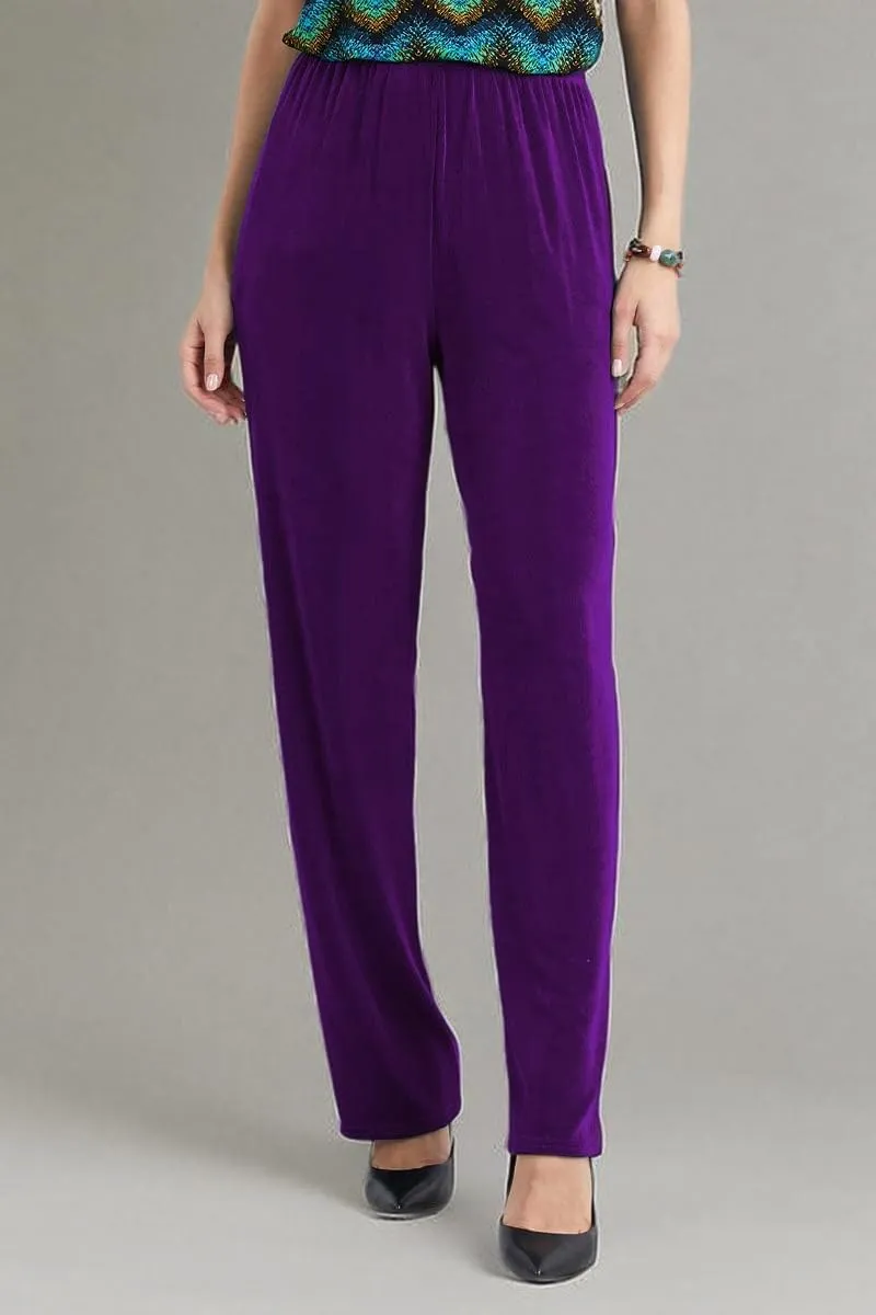 Jostar Women's Elastic Waist Pants  Pull On Acetate Non Iron Stretch Straight Leg Relaxed Fit Basic Trouser