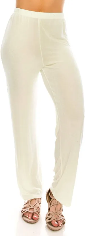 Jostar Women's Elastic Waist Pants  Pull On Acetate Non Iron Stretch Straight Leg Relaxed Fit Basic Trouser