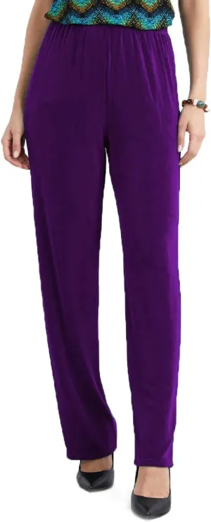 Jostar Women's Elastic Waist Pants  Pull On Acetate Non Iron Stretch Straight Leg Relaxed Fit Basic Trouser