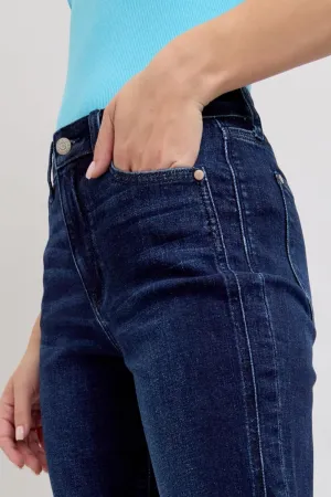 Judy Blue High Waist Boyfriend Jeans for Women | Stretchy Relaxed Fit Denim | Cuffed & Uncuffed Options  82646