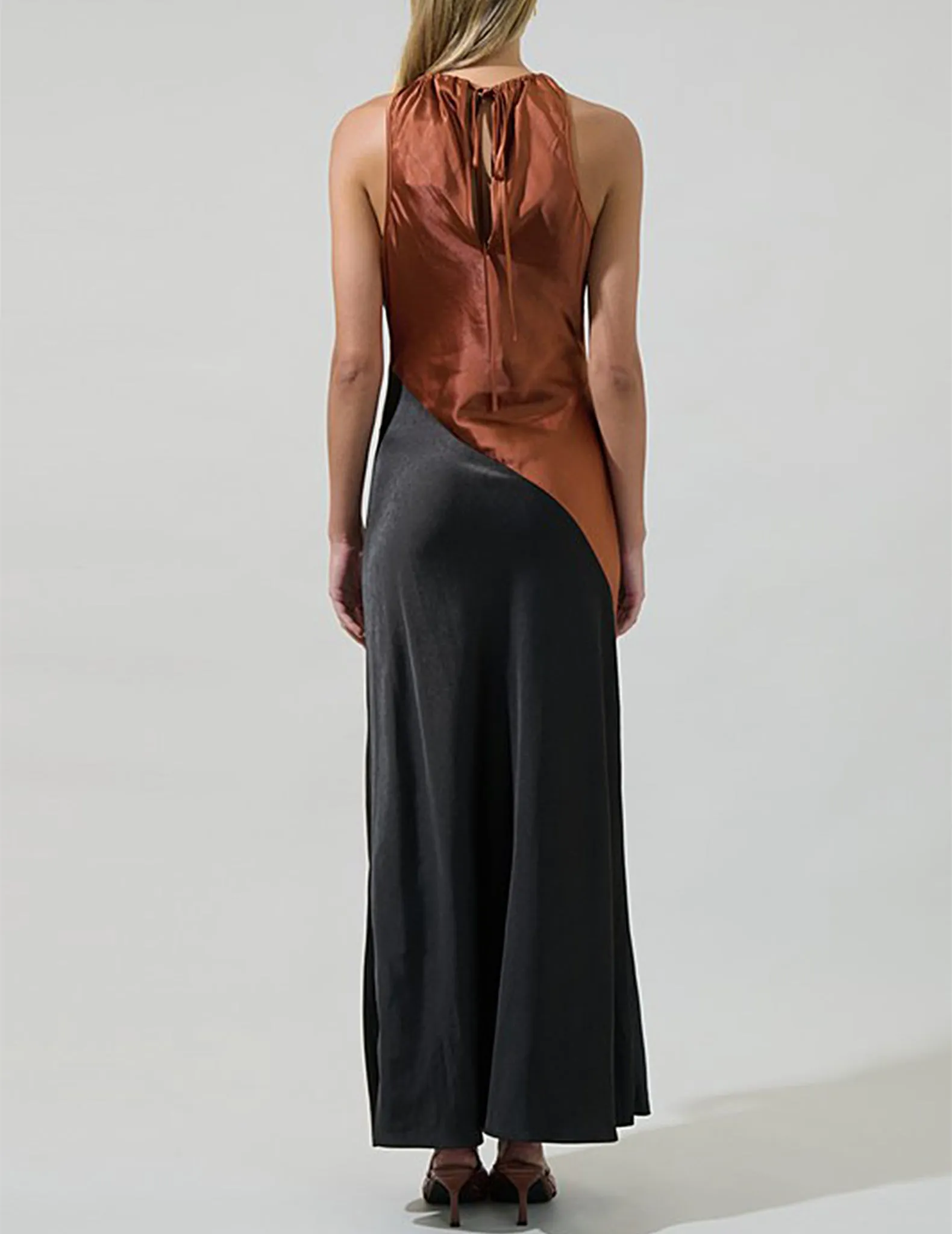Kavela Color Block Satin Maxi Dress