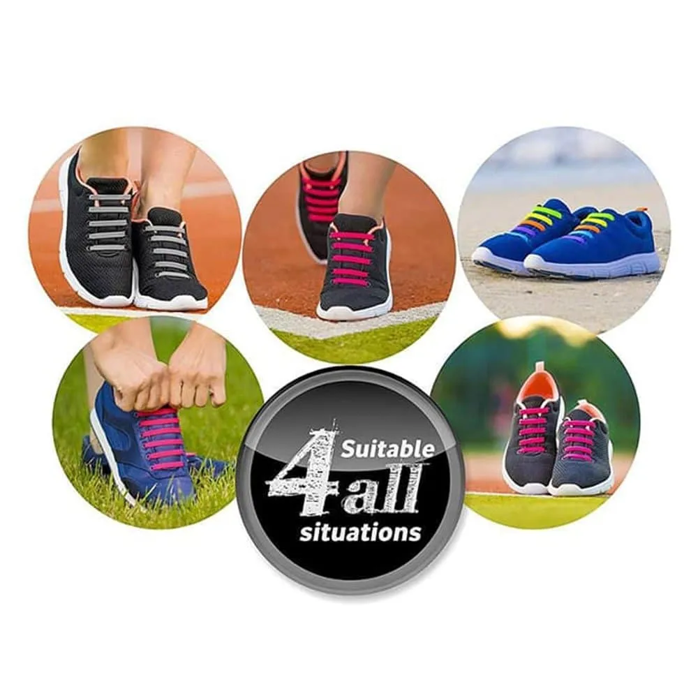 Kids Elastic No Tie Speed Shoelaces- Purple/Blue/Yellow Combo