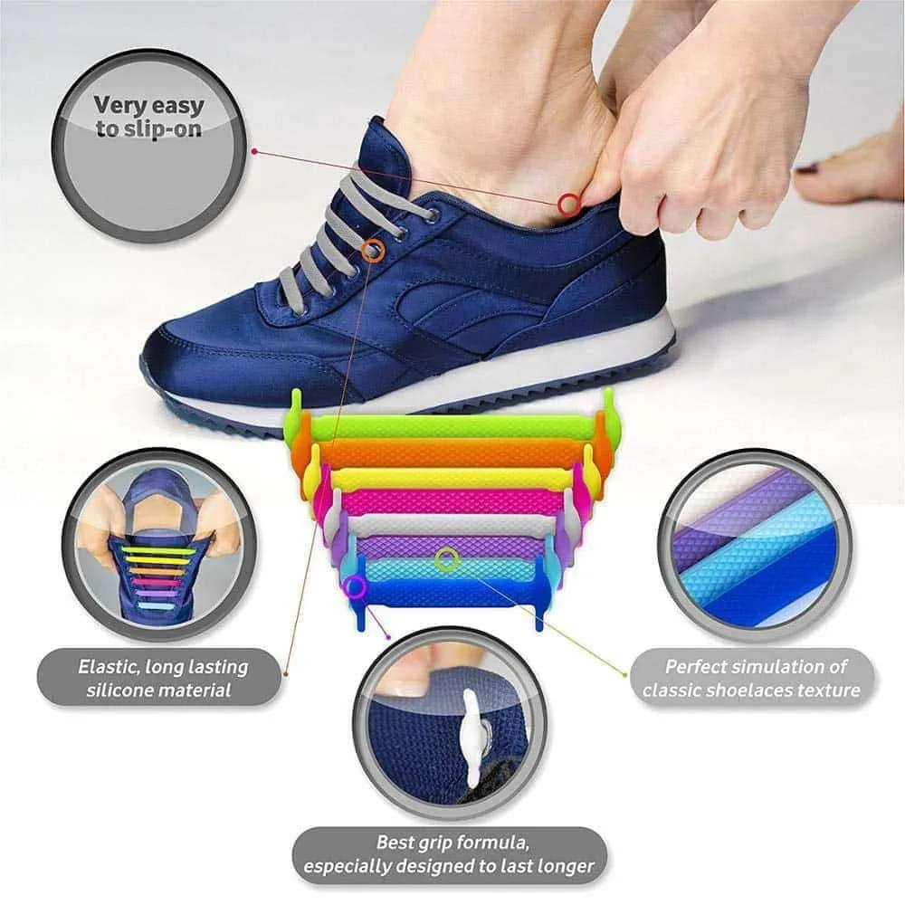 Kids Elastic No Tie Speed Shoelaces- Purple/Blue/Yellow Combo