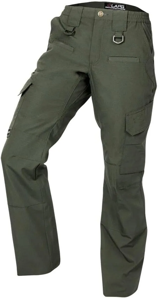 LAPG Women's Uniform Tactical Pants, Elastic Waistband, Mid Rise, Relaxed Fit, Durable Work Training Cargo Pants for Women