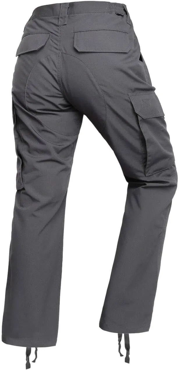 LAPG Women's Uniform Tactical Pants, Elastic Waistband, Mid Rise, Relaxed Fit, Durable Work Training Cargo Pants for Women