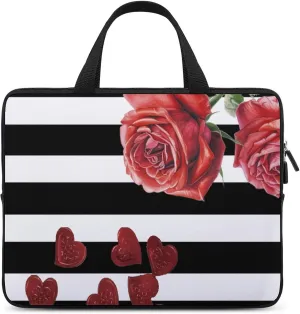 Laptop Bag Romance Red Rose Floral Romantic Laptop Case Computer Notebook Briefcase Messenger Bag with Adjustable Shoulder Strap 15.6 Inch