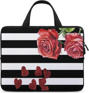 Laptop Bag Romance Red Rose Floral Romantic Laptop Case Computer Notebook Briefcase Messenger Bag with Adjustable Shoulder Strap 15.6 Inch