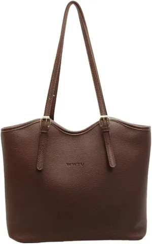 Large PU Leather Tote Bag for Women Zipper Shoulder Handbag Casual Satchel for Work Dating College