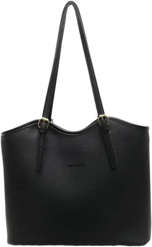 Large PU Leather Tote Bag for Women Zipper Shoulder Handbag Casual Satchel for Work Dating College