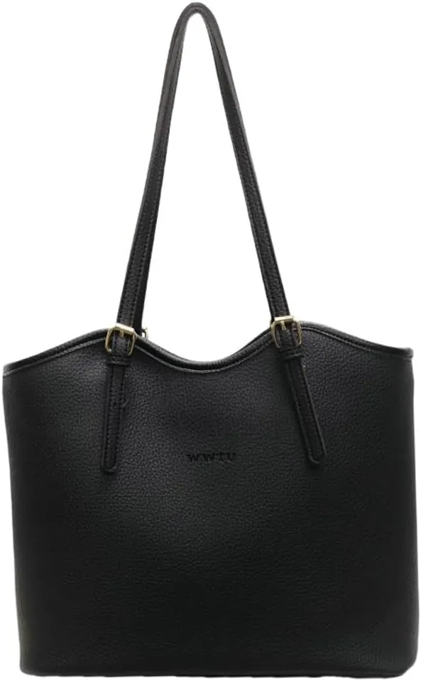 Large PU Leather Tote Bag for Women Zipper Shoulder Handbag Casual Satchel for Work Dating College