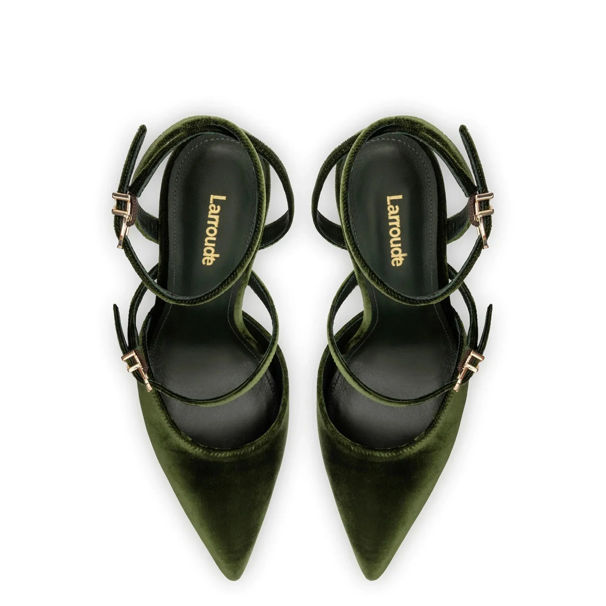Larroude Kris Pump In Deep Green Bosco-Velvet