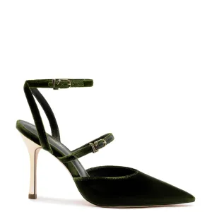Larroude Kris Pump In Deep Green Bosco-Velvet
