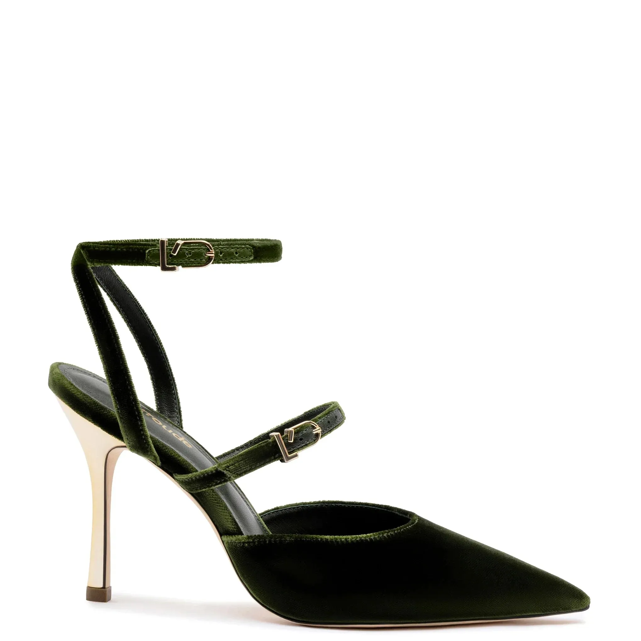 Larroude Kris Pump In Deep Green Bosco-Velvet