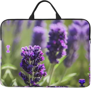 Lavender Colored Flowers 14in Laptop Case Sleeve Bag  Versatile Shoulder Messenger Briefcase, Designed for Business Travel