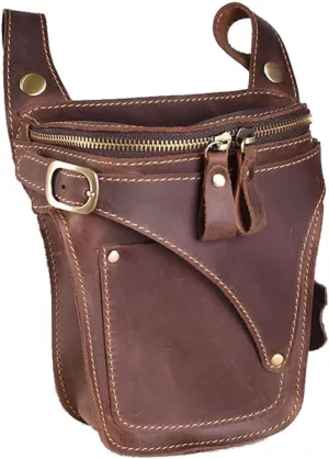 Leather Belt Bag Motorcycle Bag Men's Butt Fanny Pack Carrying Bag