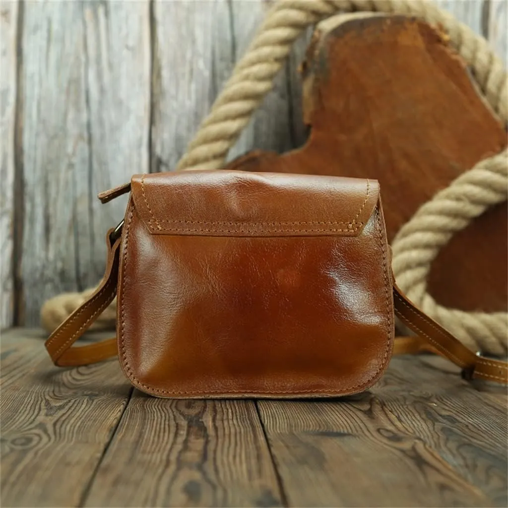 Leather Versatile Men's And Women's Bag Shoulder Cross Body Leather Small Backpack Retro Bag