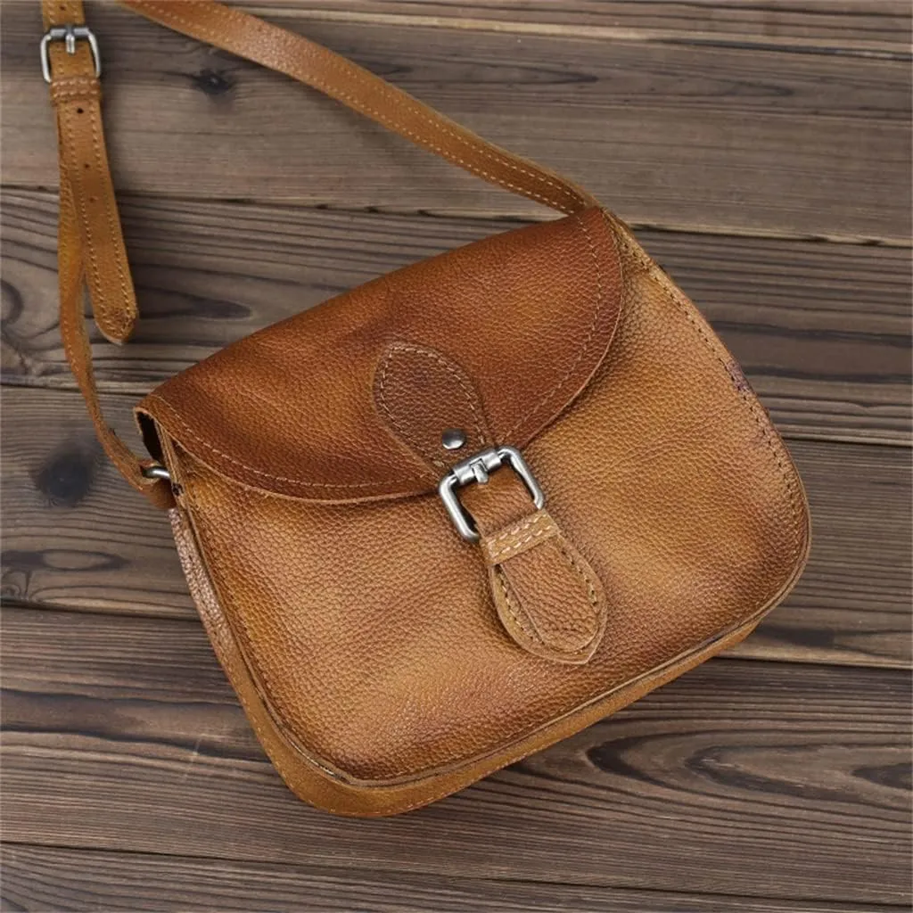 Leather Versatile Men's And Women's Bag Shoulder Cross Body Leather Small Backpack Retro Bag