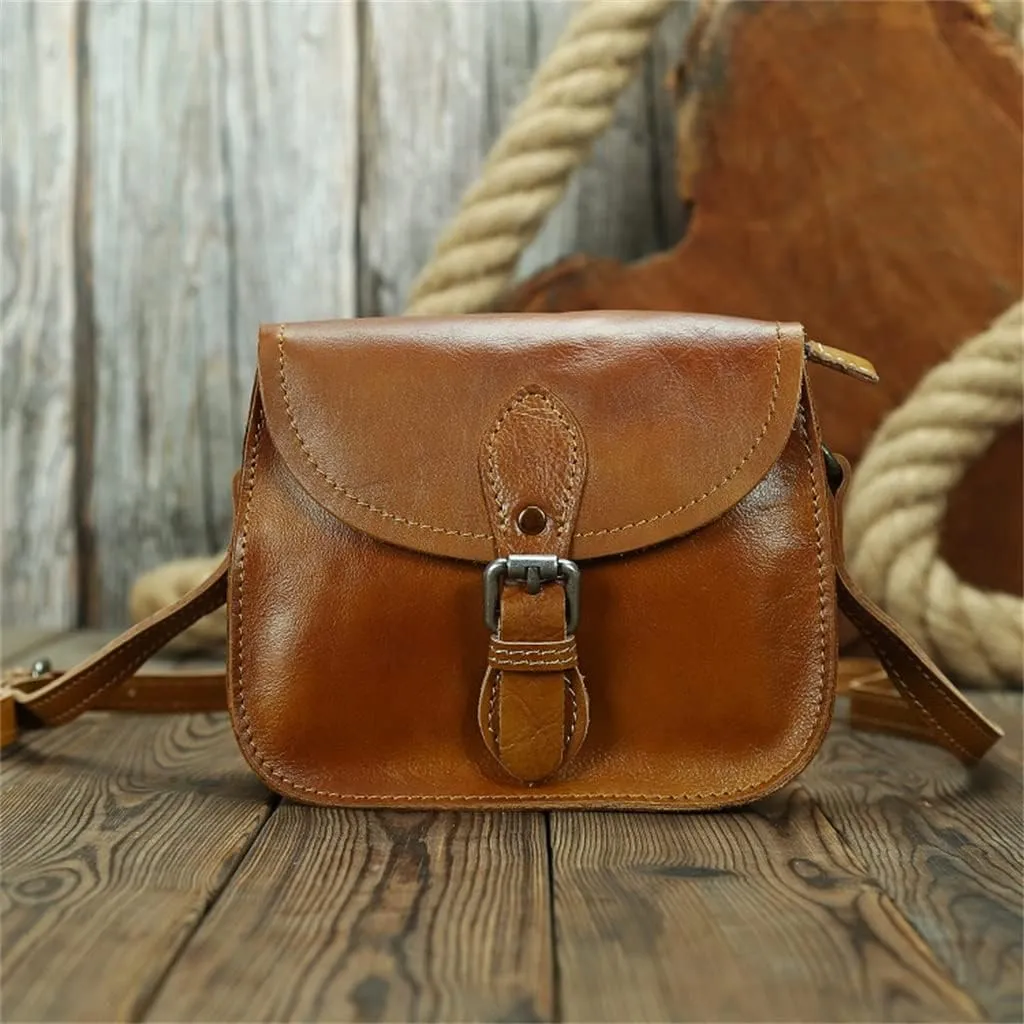 Leather Versatile Men's And Women's Bag Shoulder Cross Body Leather Small Backpack Retro Bag