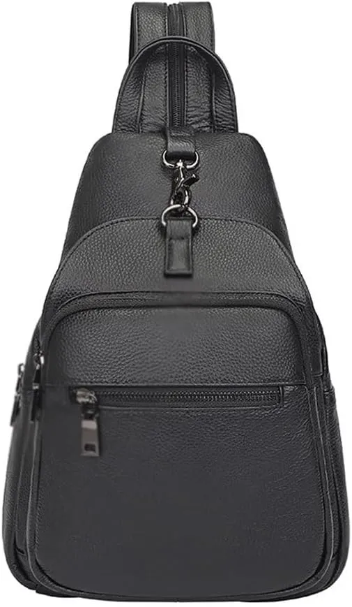 Leisure Leather Chest Bag, Men's Layer, Cowhide, Multi Back Method, Shoulder Bag, Cowhide