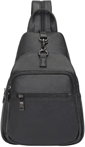Leisure Leather Chest Bag, Men's Layer, Cowhide, Multi Back Method, Shoulder Bag, Cowhide