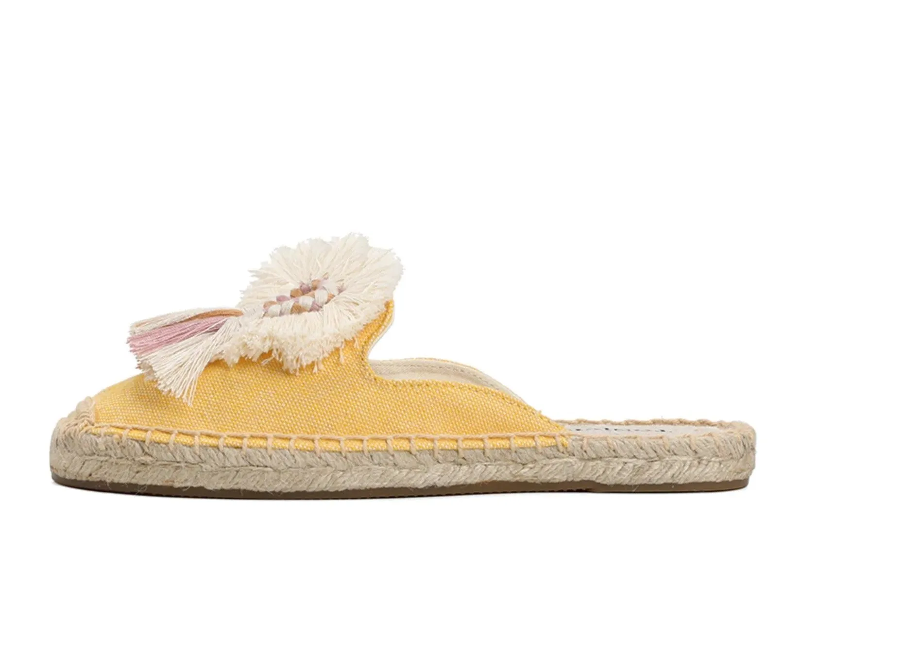 L'extraordinaire mule bohme espadrille franges et pompons.
