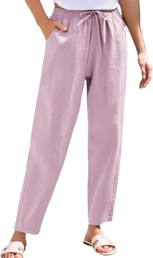 Linen Pants for Women, WomenS Peasant Pants Linen Straight Leg Casual Trendy