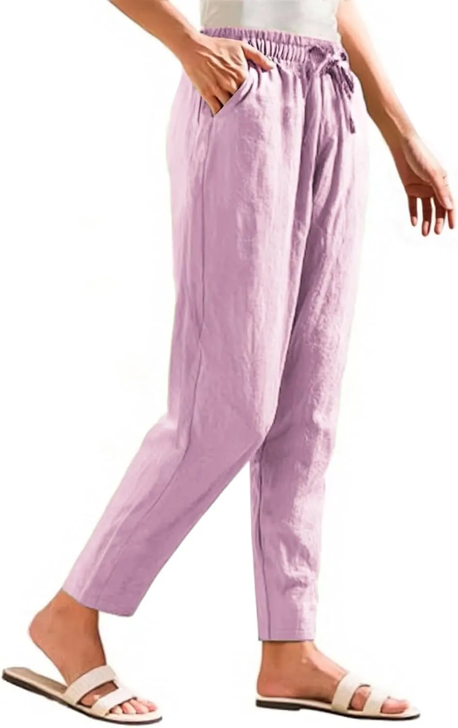 Linen Pants for Women, WomenS Peasant Pants Linen Straight Leg Casual Trendy