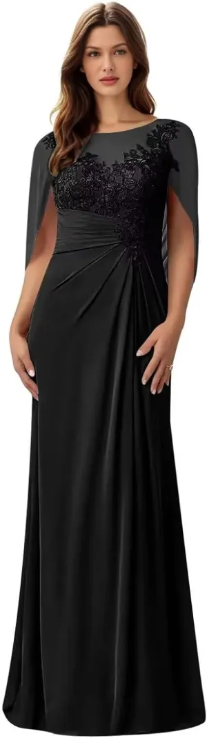 LongMother of The Bride Dresses for Wedding Lace Wedding Dresses for Bride Chiffon Formal Gown with Pockets
