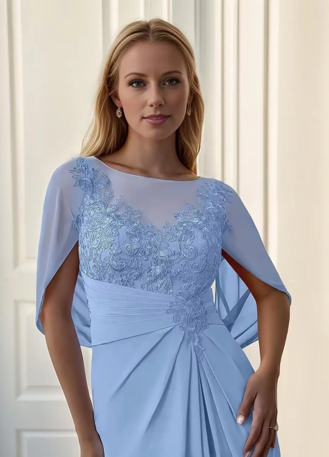 LongMother of The Bride Dresses for Wedding Lace Wedding Dresses for Bride Chiffon Formal Gown with Pockets