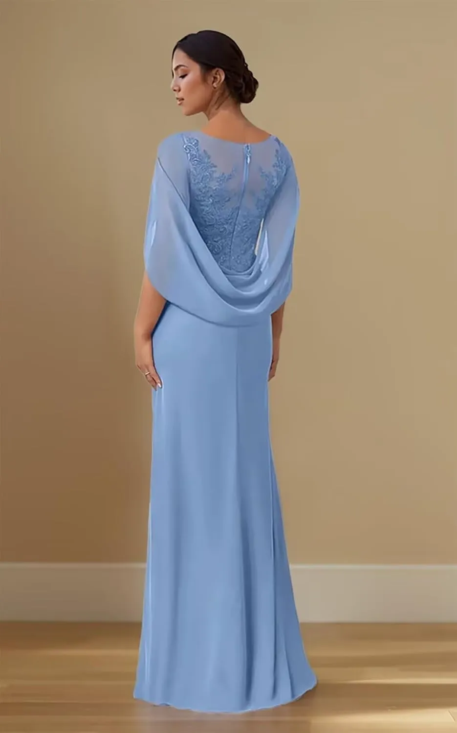 LongMother of The Bride Dresses for Wedding Lace Wedding Dresses for Bride Chiffon Formal Gown with Pockets