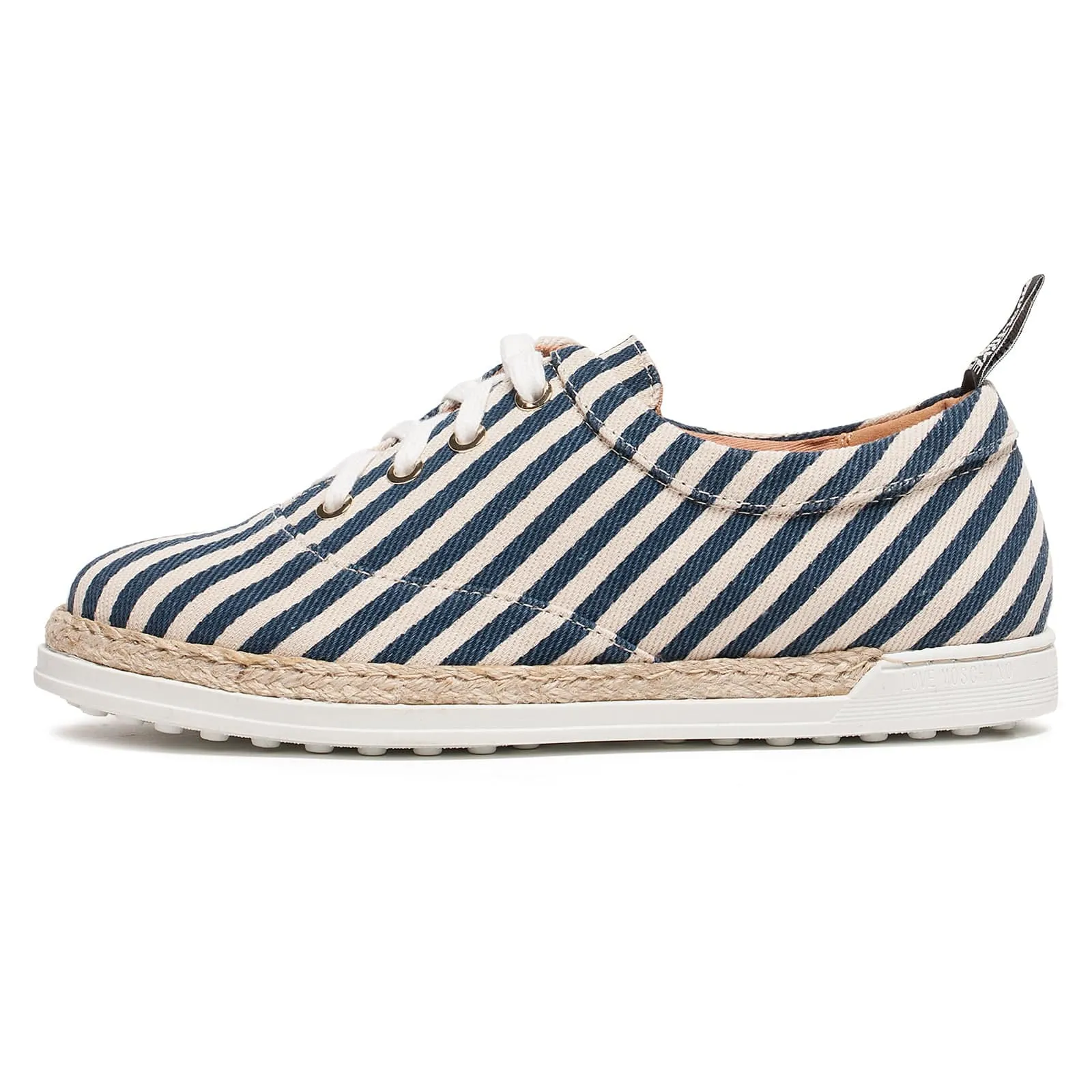 Love Moschino Blue/White Striped Lace Up Espadrilles