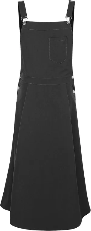 loveimgs Women's Fashion Adjusted Strap Relaxed Fit A Line Pleated Long Maxi Front Bib Overalls Skirt Pinafore