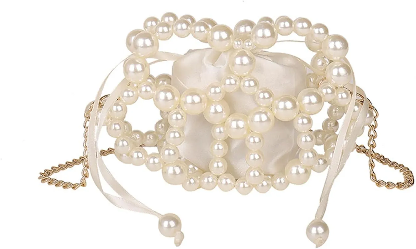 Luxury Pearl Bag Chain Bag Purse Bags, Artificial Pearl Clutch Crossbody Handmade Bags Evening Bags for Party Wedding Bridal Party Travel Prom 17