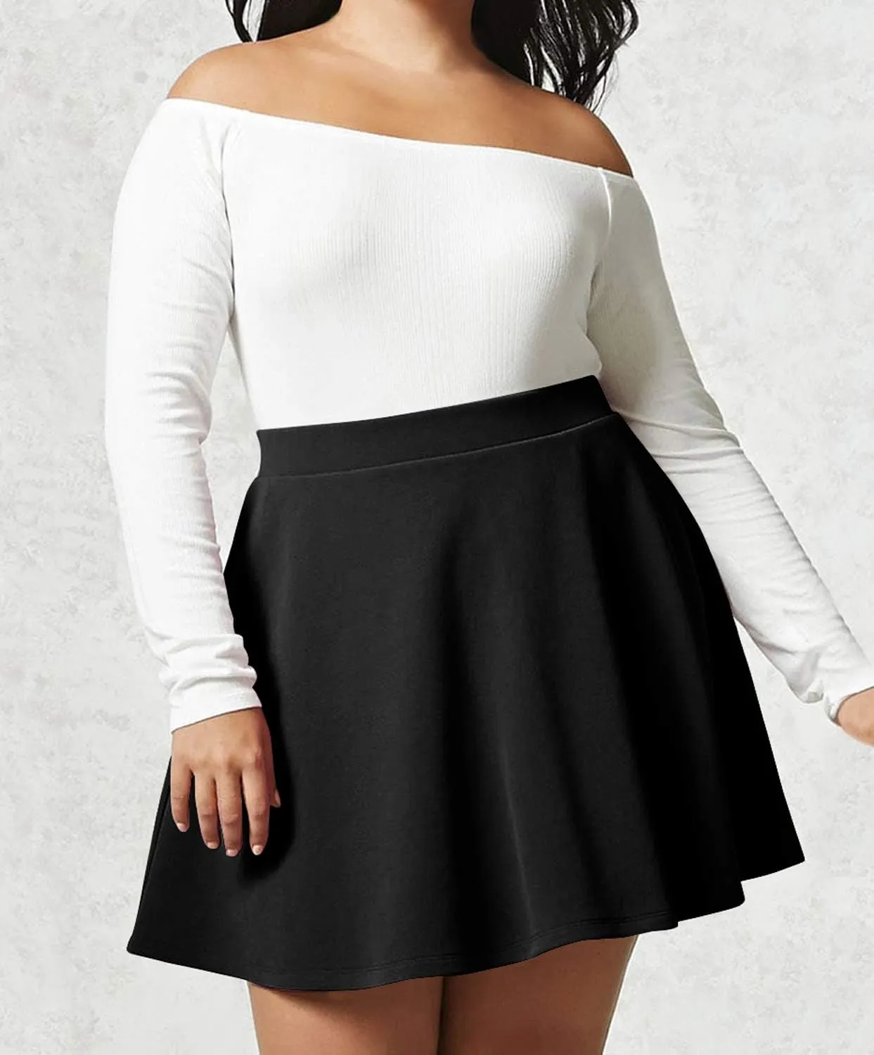 Made By Johnny Women's Basic Versatile Stretchy Flared Casual Mini Skater Skirt XS-3XL Plus Size