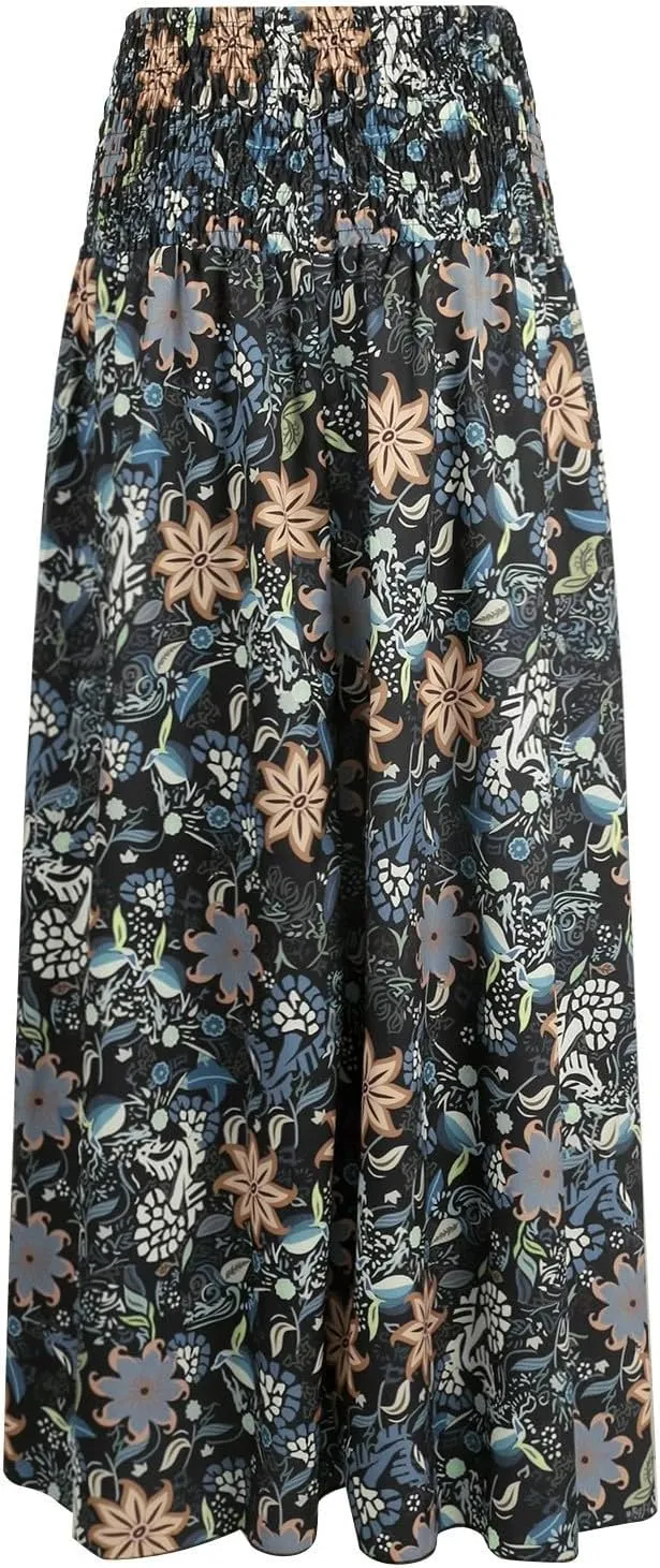 Maxi Skirts for Women 2025 Vintage Printed High Waist Flowy Hem Trendy Skirts Relaxed Beach Vacation Skirt