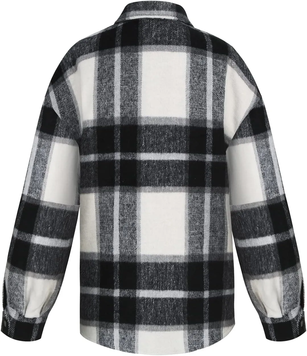 Men's Casual Warm Plaid Wool Blend Jacket Fleece Relaxed Fit Button Up Long Sleeve Shacket Shirt Coat