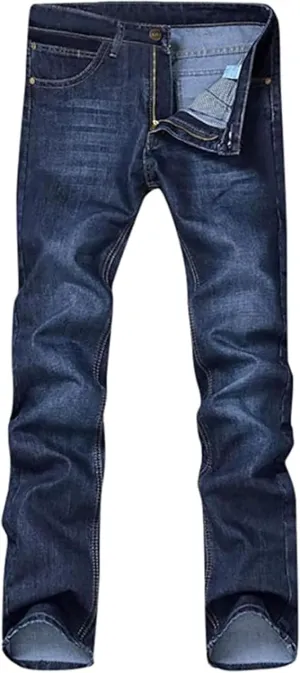 Men's Classic Relaxed Fit Jean Lightweight Straight Leg Washed Denim Jeans Retro Distressed Loose Fit Jean Pants