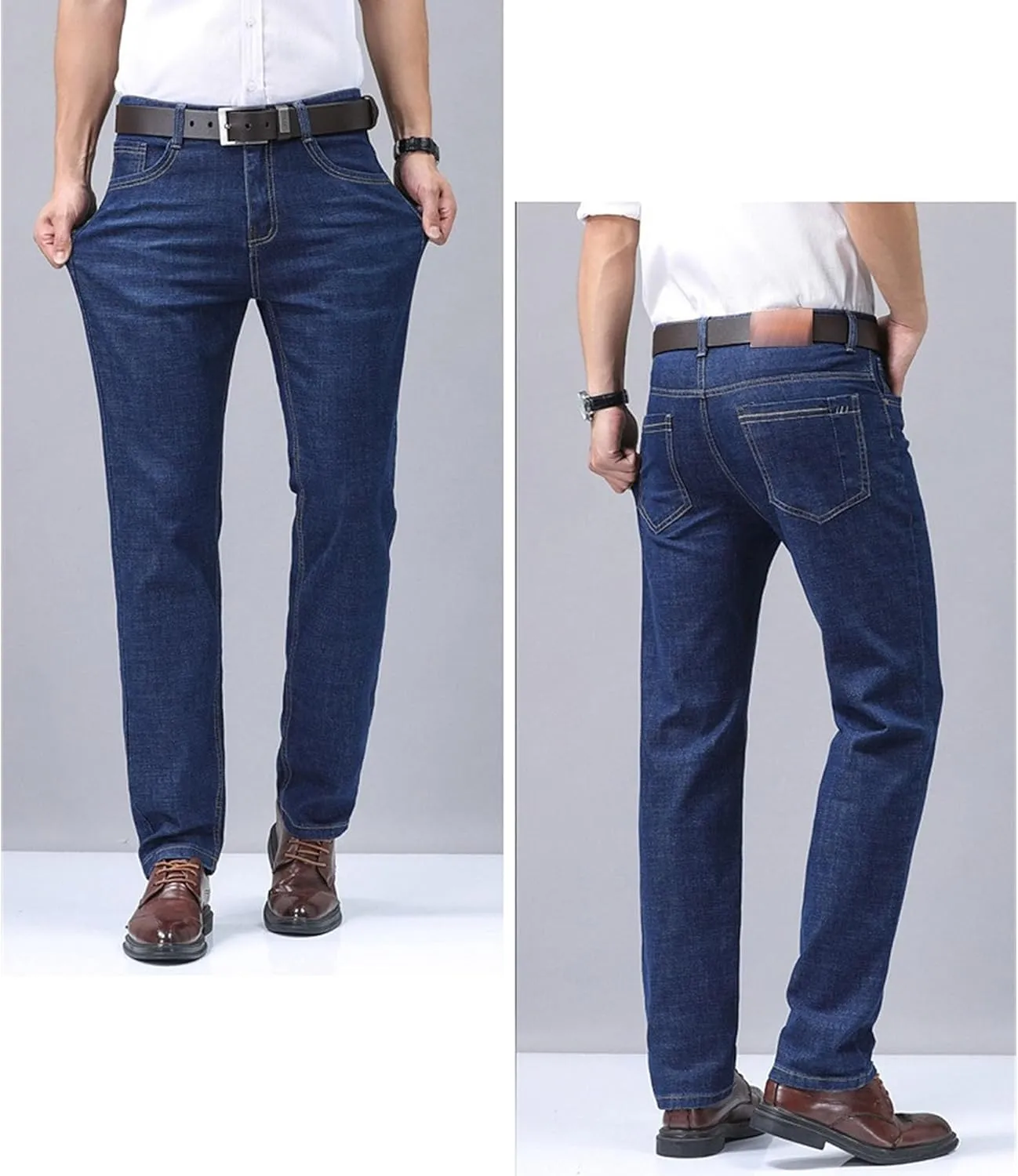 Men's Classic Relaxed Fit Jean Lightweight Straight Leg Washed Denim Jeans Retro Distressed Loose Fit Jean Pants