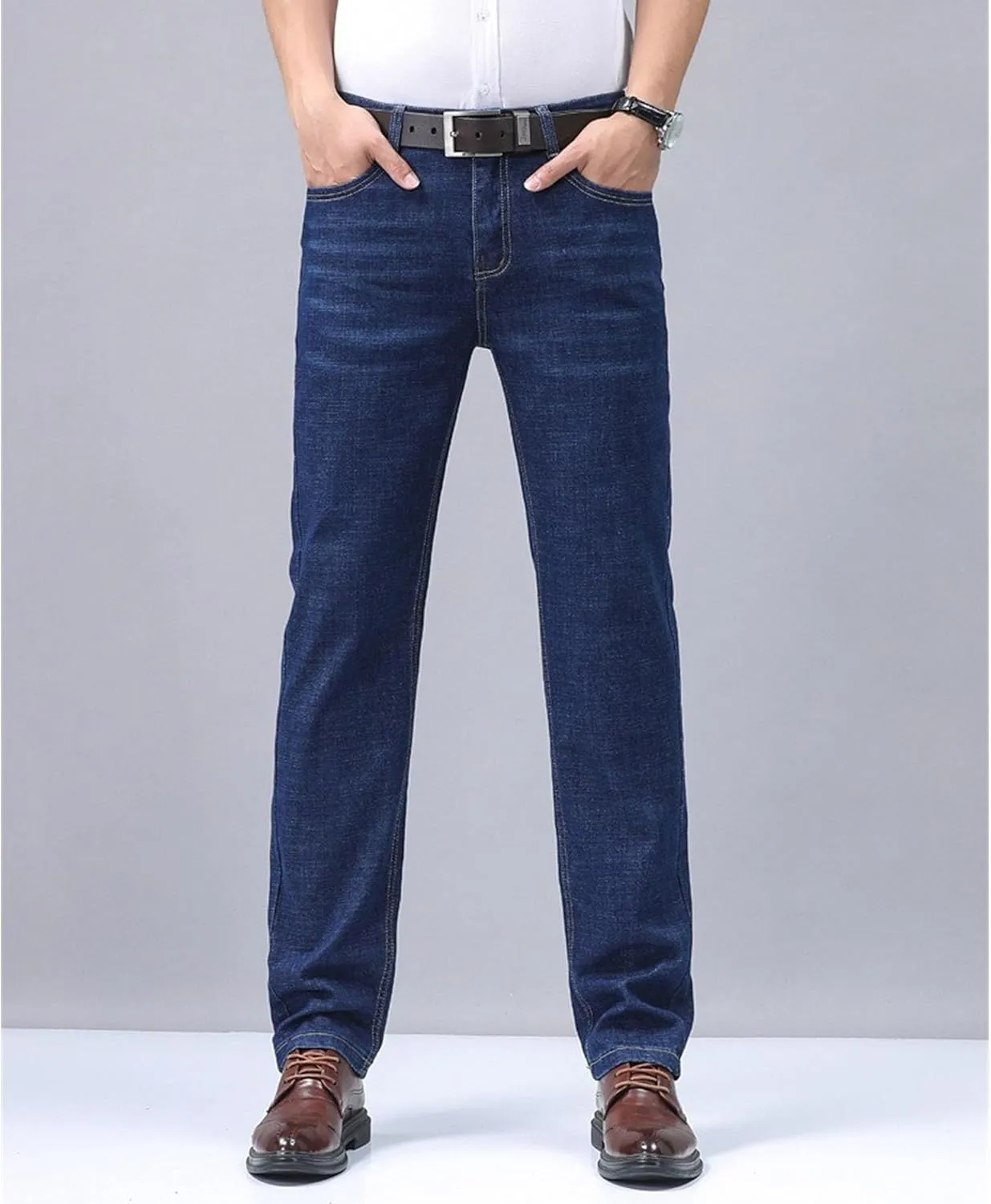 Men's Classic Relaxed Fit Jean Lightweight Straight Leg Washed Denim Jeans Retro Distressed Loose Fit Jean Pants