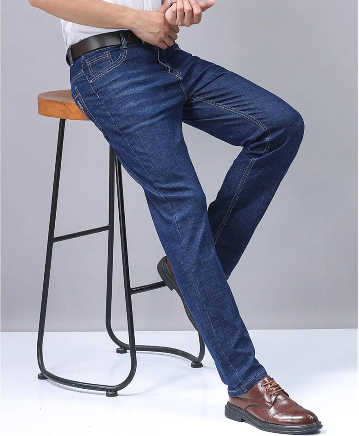 Men's Classic Relaxed Fit Jean Lightweight Straight Leg Washed Denim Jeans Retro Distressed Loose Fit Jean Pants