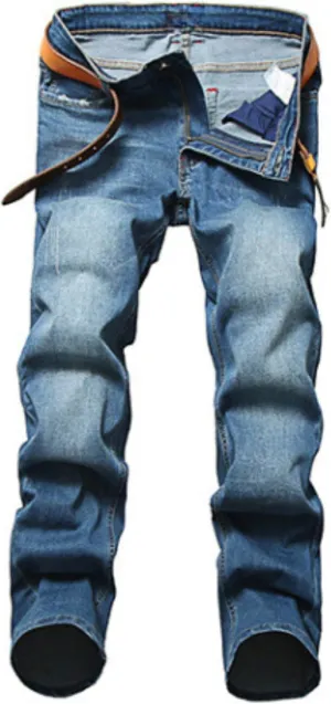 Men's Classic Relaxed Fit Jean Lightweight Straight Leg Washed Denim Jeans Retro Distressed Loose Fit Jean Pants