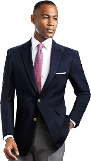 Men's Elegant Modern 2 Button Notch Lapel Blazer-Many Colors (Long, Navy)