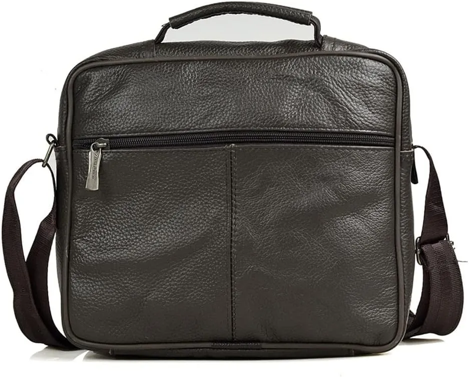 Men's Genuine Leather Messenger Coffee Middle Size Handbags Tote Men Briefcase(Black)