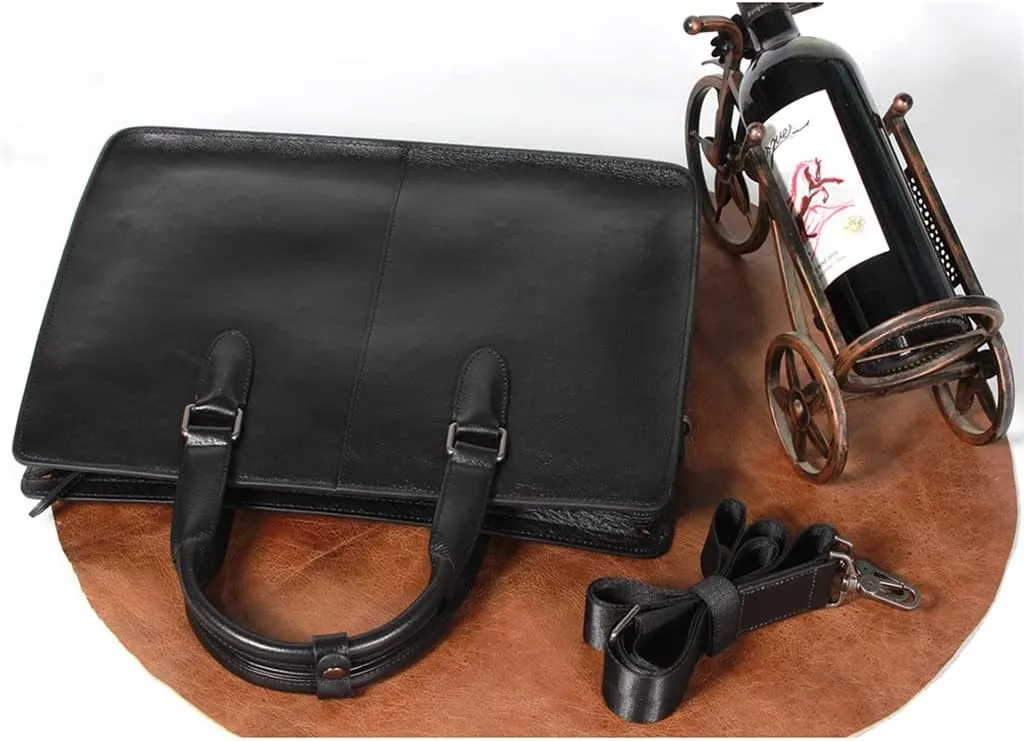 Men's Handbag Leather Work Business Briefcase Men's Bag Layer Cowhide Computer Bag Large Capacity