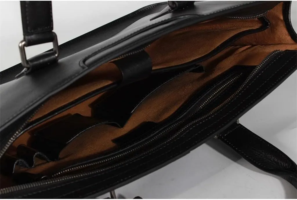 Men's Handbag Leather Work Business Briefcase Men's Bag Layer Cowhide Computer Bag Large Capacity