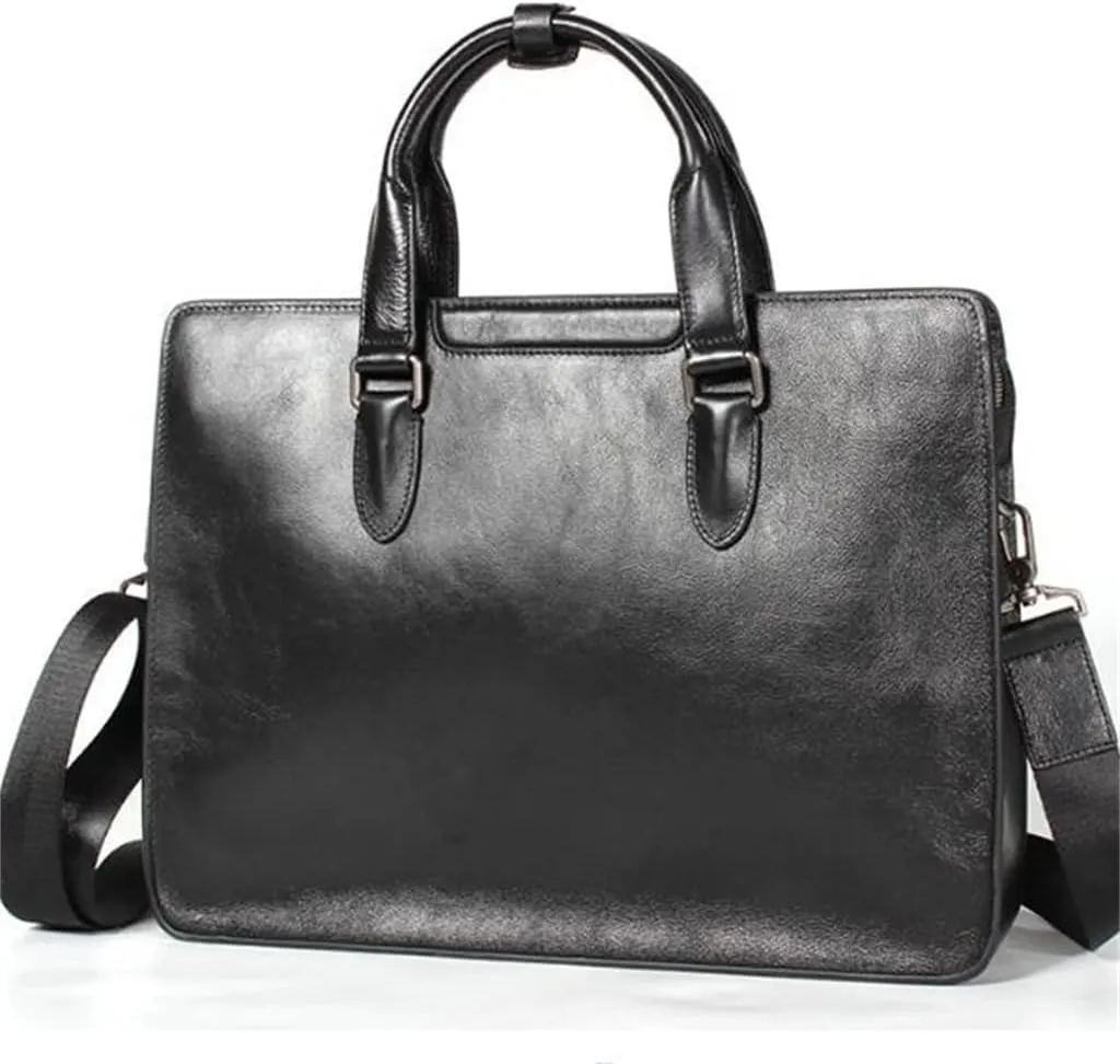 Men's Handbag Leather Work Business Briefcase Men's Bag Layer Cowhide Computer Bag Large Capacity